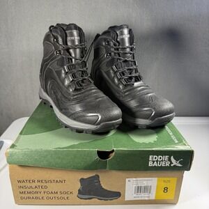 Eddie Bauer Boots Mens Size 8 Black Riley Insulated Winter Snow Water Resistant